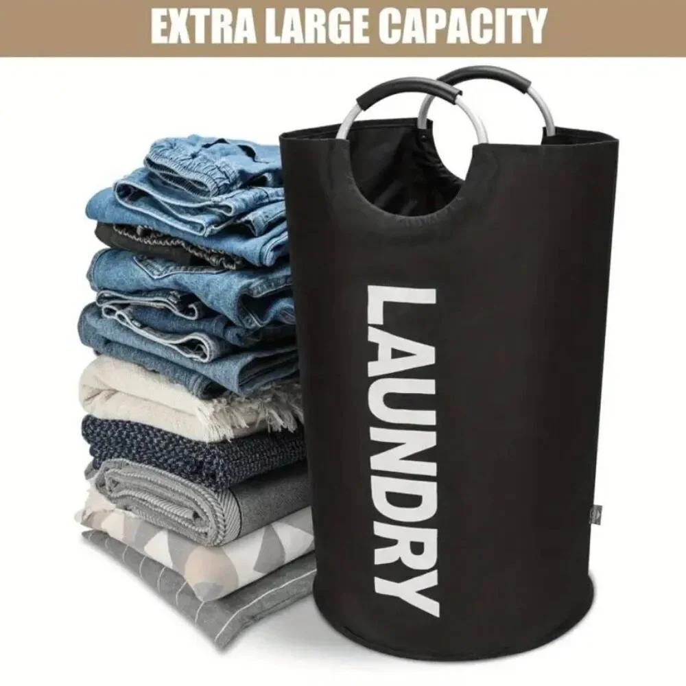 NWT Gorgeous Black 25.1ga Large Collapsible Fabric Laundry Hamper Padded Handles